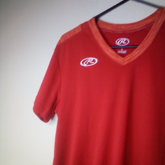 Rawlings Shirt Women L Softball Baseball Short Sleeve Active Athletic Red - Picture 3 of 14